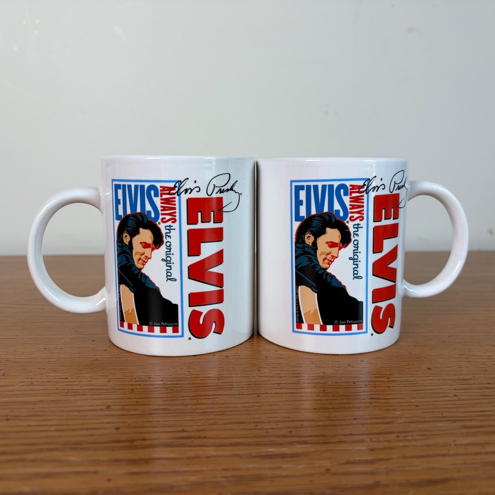 Elvis Presley Signature Product Coffee Mug Set of 2 Always The Original White
